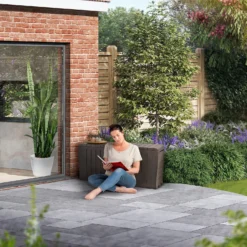 Keter Marvel Plus Outdoor Garden Storage Box 270L - Brown -Sandtex Shop 12808515 1375055071386887