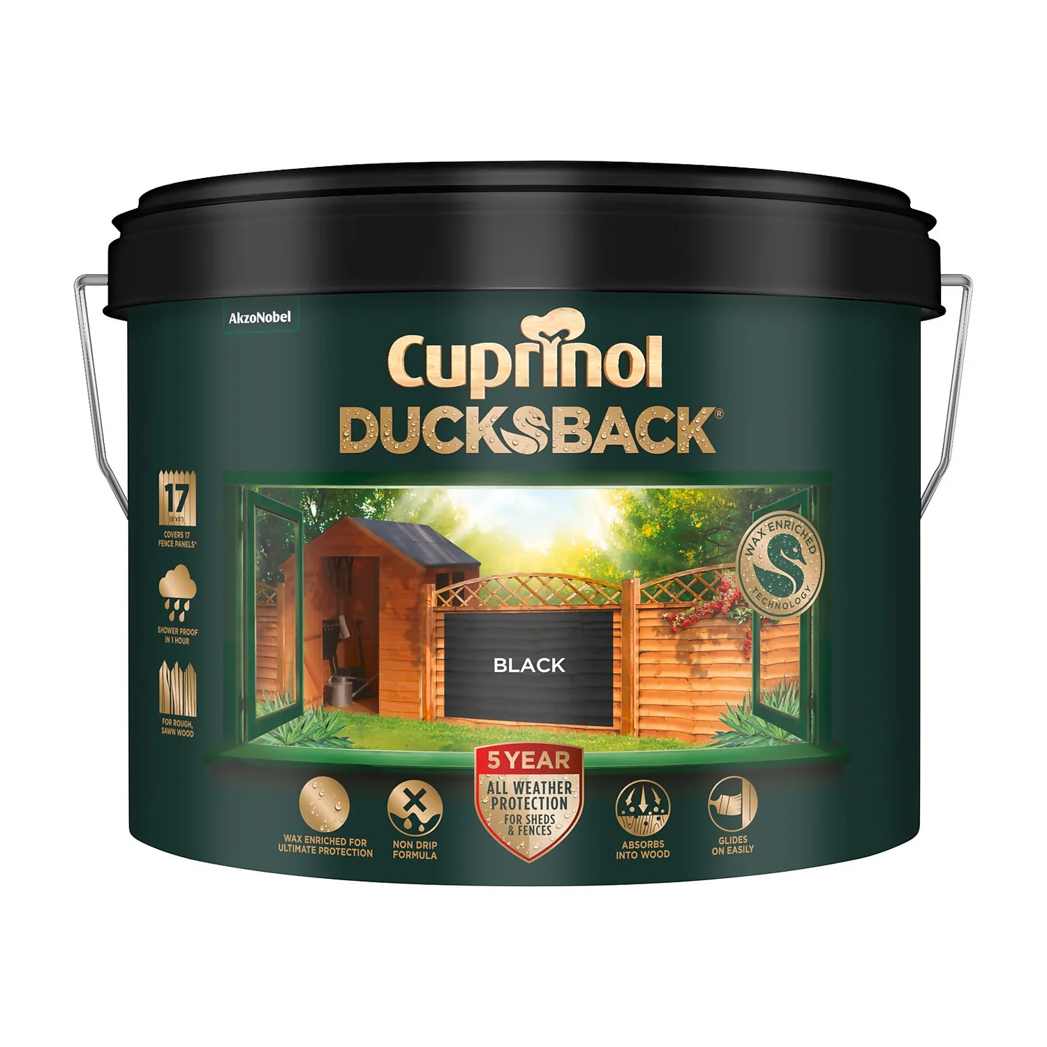Cuprinol 5 Year Ducksback - Black - 9L 3 Cuprinol 5 Year Ducksback - Black - 9L