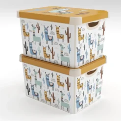 Curver Stockholm Llama Plastic Deco Storage Box - Multi-Coloured - 22L -Sandtex Shop 12824053 2554832983038804