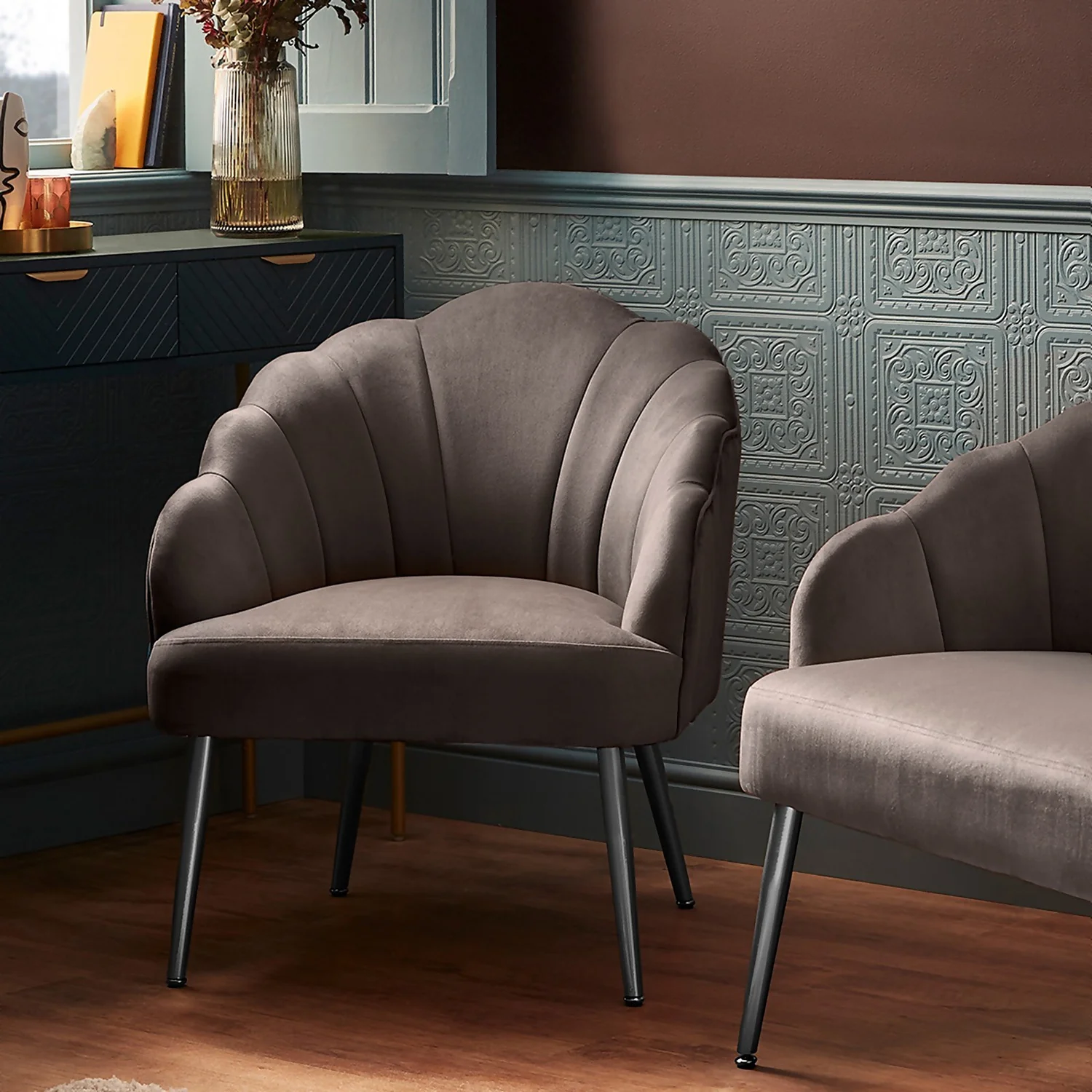 Sophia Scallop Occasional Chair - Grey 4 Sophia Scallop Occasional Chair - Grey - Image 2