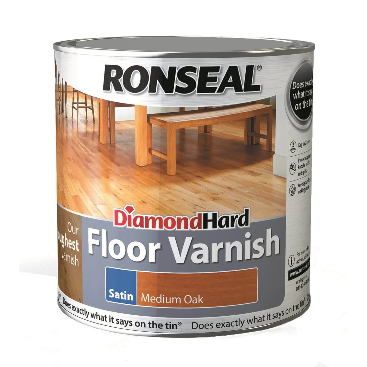 Ronseal Diamond Hard Floor Varnish Medium Oak- 2.5L 3 Ronseal Diamond Hard Floor Varnish Medium Oak- 2.5L