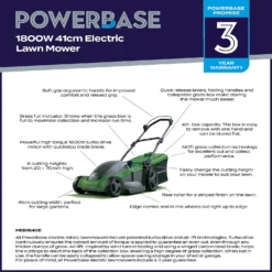 Powerbase 1800W Electric Lawn Mower - 41cm -Sandtex Shop 12882288 7415058716616492
