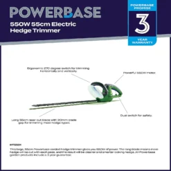 Powerbase 550W Electric Hedge Trimmer - 55cm -Sandtex Shop 12885497 1725058716618559