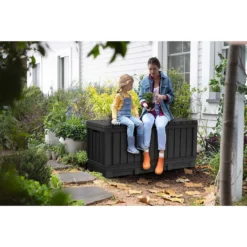 Keter Kentwood Outdoor Garden Storage Box 350L - Graphite -Sandtex Shop 12885762 2124899008544693