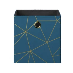 Clever Cube Velvet Geometric Insert - Smokey Blue & Gold -Sandtex Shop 12932951 2084887876808341