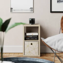 Clever Cube Velvet Geometric Insert - Cream & Gold -Sandtex Shop 12932955 1694887877084767