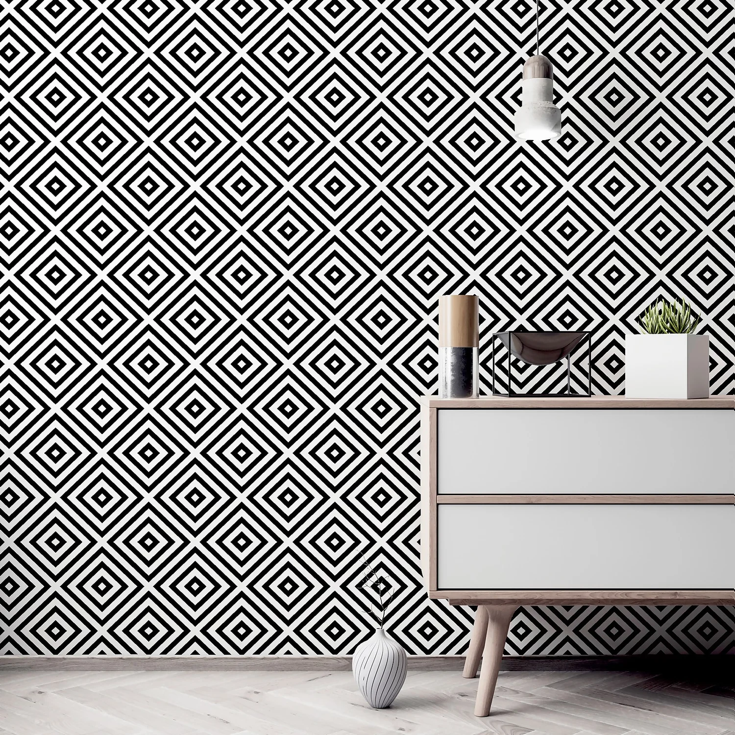 Arthouse Geometric Diamond Mono Wallpaper 4 Arthouse Geometric Diamond Mono Wallpaper - Image 2