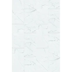 Sandtex Shop 22 Plancs White Marble Self-Adhesive Vinyl Floor Tile - 5pc Pack Covers 0.93sqm