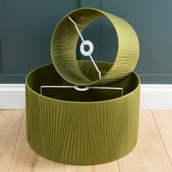 Raye Olive Drum Pleated Silk Shade - 30cm -Sandtex Shop 13139397 7774944148135686