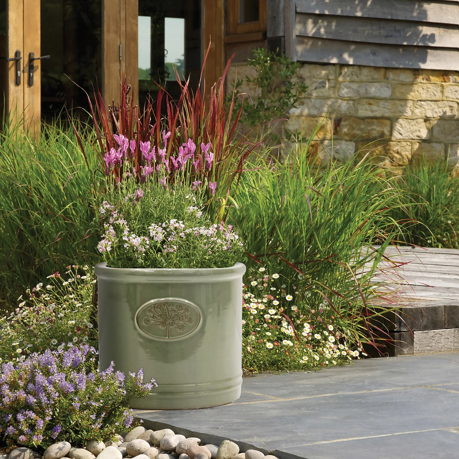 Country Living Heritage Sage Cylinder Pot - 24cm 4 Country Living Heritage Sage Cylinder Pot - 24cm - Image 2