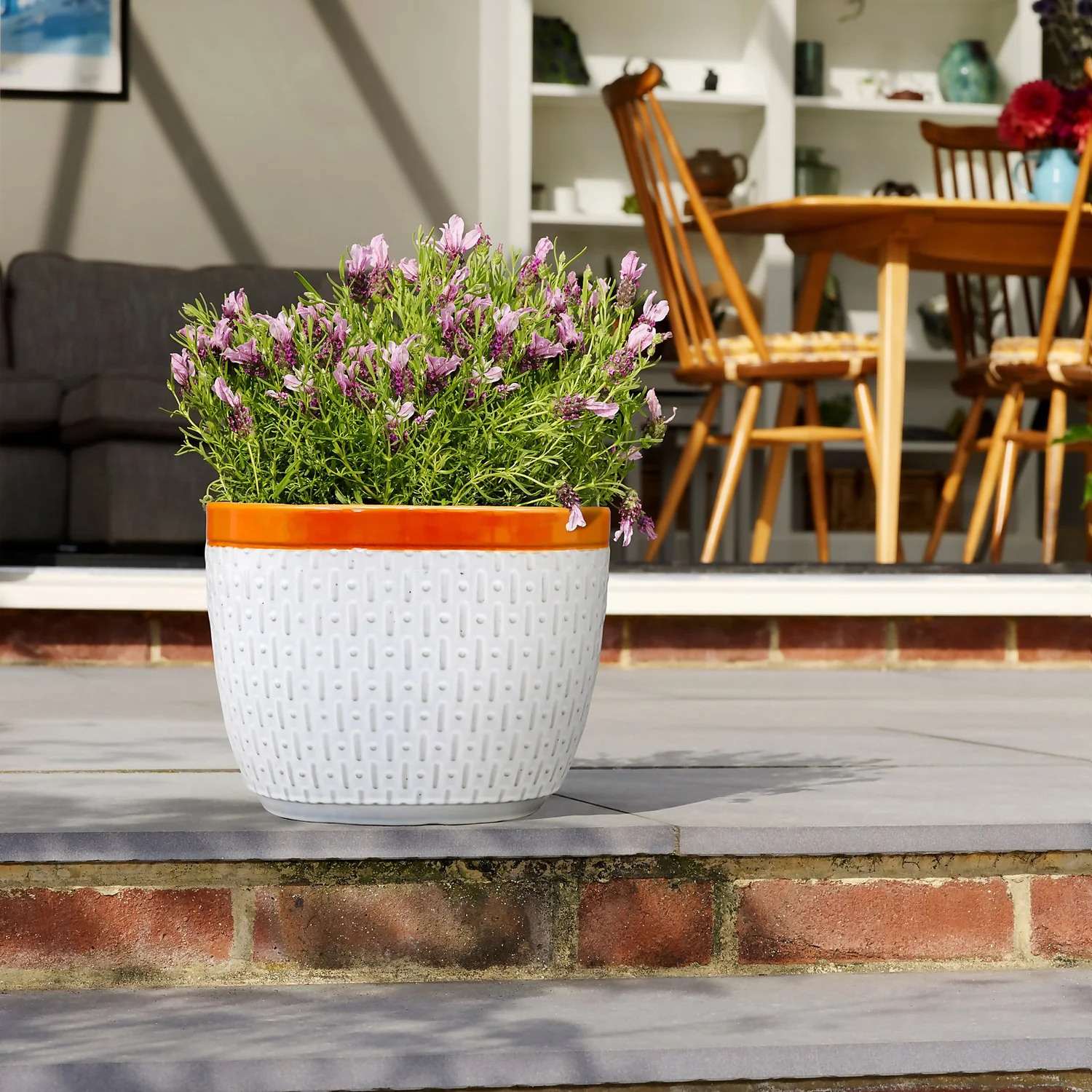 House Beautiful 2 Tone Orange Rim Egg Pot - 31cm 4 House Beautiful 2 Tone Orange Rim Egg Pot - 31cm - Image 2