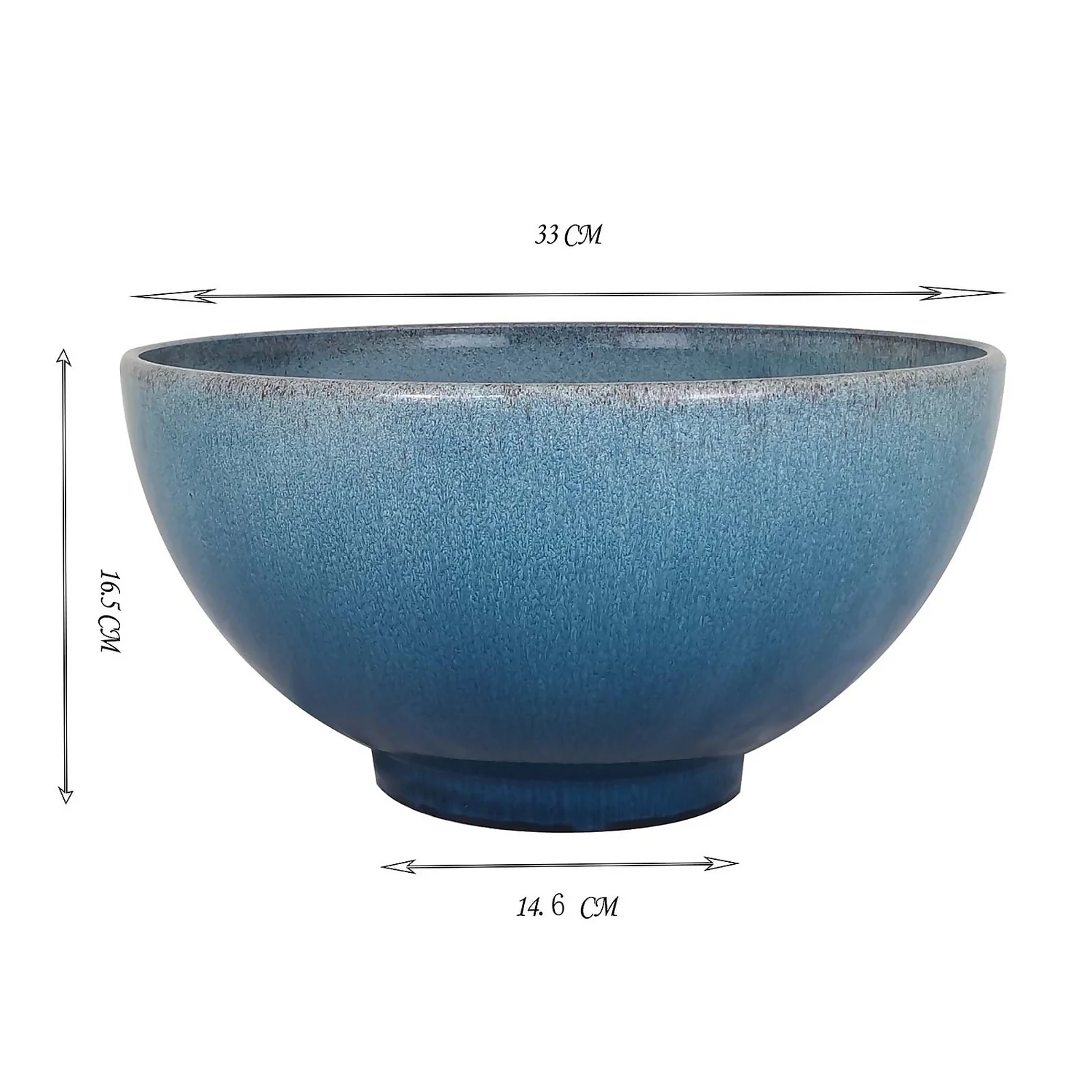 Glazed Finish Blue Bowl Planter - 32.5cm 4 Glazed Finish Blue Bowl Planter - 32.5cm - Image 2