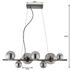 Orb II 7 Light Diner Pendant - Black Chrome Smoke -Sandtex Shop 13208306 1534909895072433