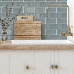 Country Living Artisan Stone Blue Ceramic Wall Tile 75 X 150mm - 0.5sqm Pack -Sandtex Shop 13220559 1284924679270700