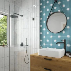 Country Living Starry Skies Peacock Teal Porcelain Wall & Floor Tile - 200 X 200mm - 0.52sqm Pack 15 Country Living Starry Skies Peacock Teal Porcelain Wall & Floor Tile - 200 X 200mm - 0.52sqm Pack -Sandtex Shop 13220582 1554909608383346