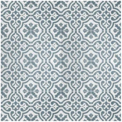 Fiore Teal / White Victorian Pre-scored Porcelain Wall & Floor Tile 450 X 450mm - 1.42sqm Pack -Sandtex Shop 13220597 1194916349962280