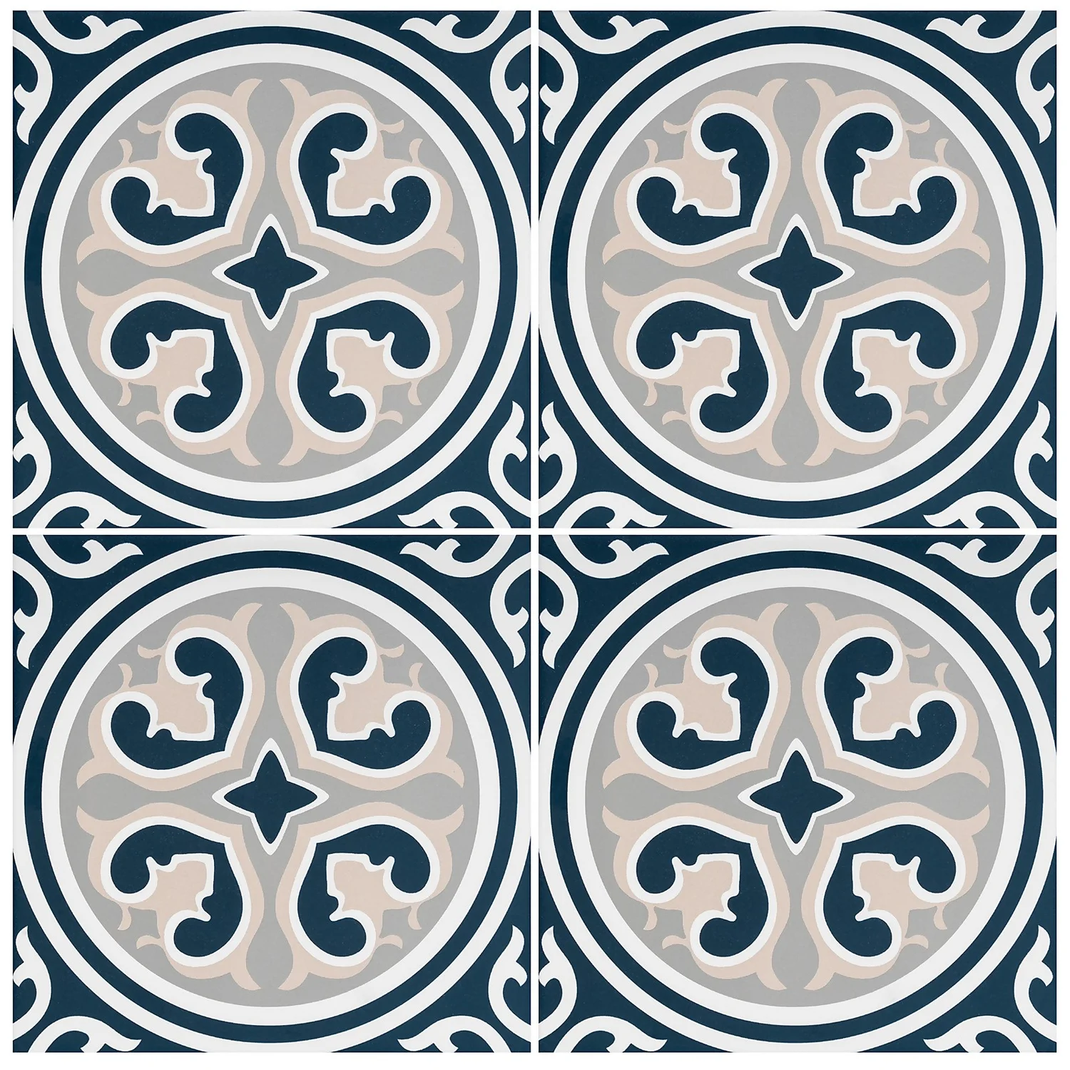 Fiore Vintage Floral Porcelain Wall & Floor Tile 200 X 200mm - 0.52sqm Pack 5 Fiore Vintage Floral Porcelain Wall & Floor Tile 200 X 200mm - 0.52sqm Pack - Image 3