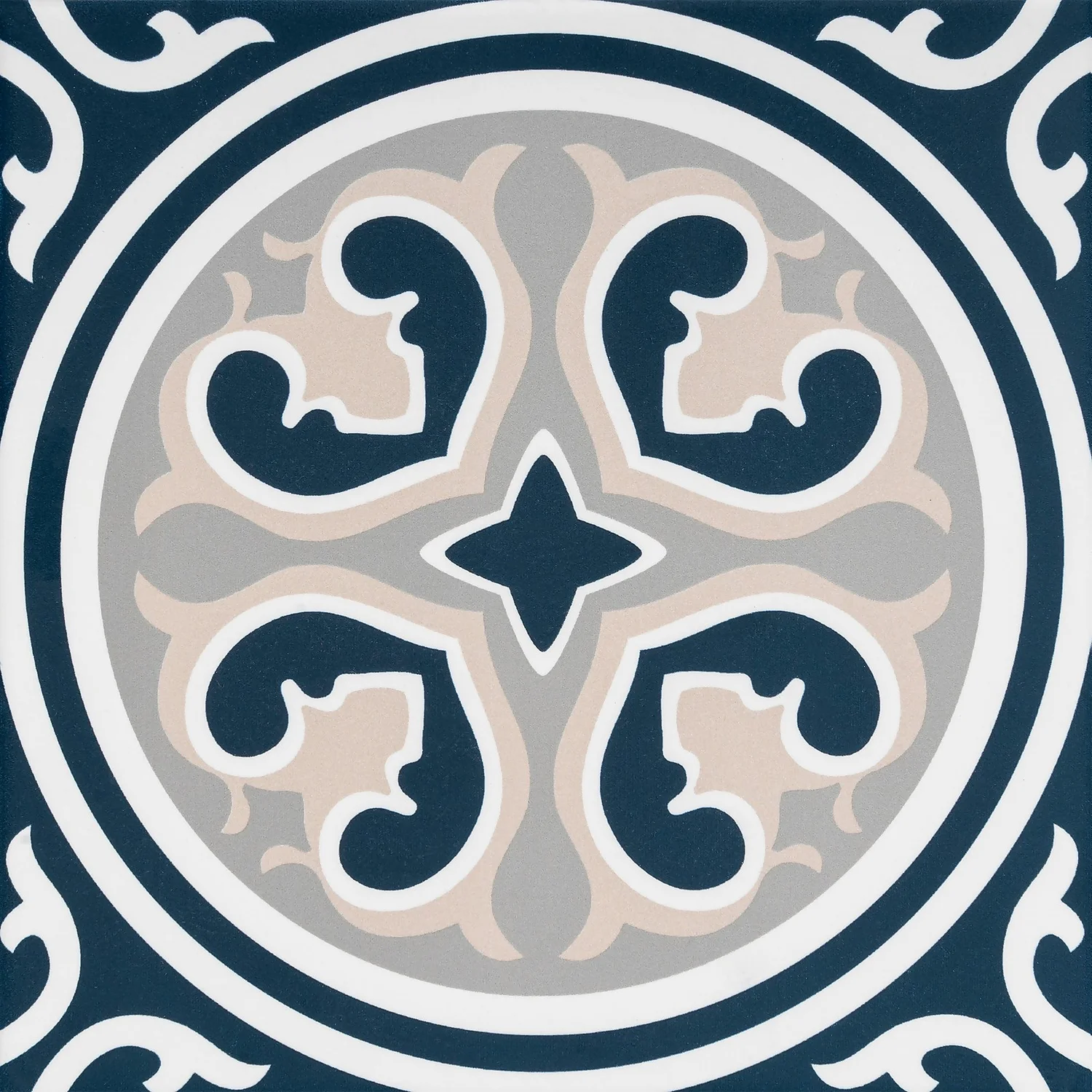 Fiore Vintage Floral Porcelain Wall & Floor Tile 200 X 200mm - 0.52sqm Pack 4 Fiore Vintage Floral Porcelain Wall & Floor Tile 200 X 200mm - 0.52sqm Pack - Image 2