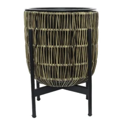 Kate Round Rattan Planter With Legs - Large