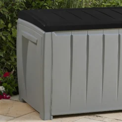 Keter Ace Outdoor Garden Storage Box 124 X 55 X 62.5 Cm - Grey And Black -Sandtex Shop 13432924 3844947994747044