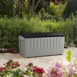 Keter Ace Outdoor Garden Storage Box 124 X 55 X 62.5 Cm - Grey And Black -Sandtex Shop 13432924 5964947994547391