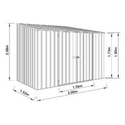 Absco 10 X 5ft Space Saver Metal Pent Shed - Green -Sandtex Shop 13440844 2124929185526291