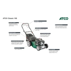 Atco 139cc Classic 18S Petrol Lawn Mower - 46cm -Sandtex Shop 13483565 1664929335782785