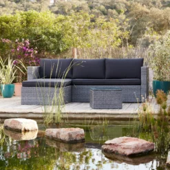 Alexandria Rattan Effect Garden Corner Sofa Set - Ash Grey -Sandtex Shop 13971225 1355022704388195