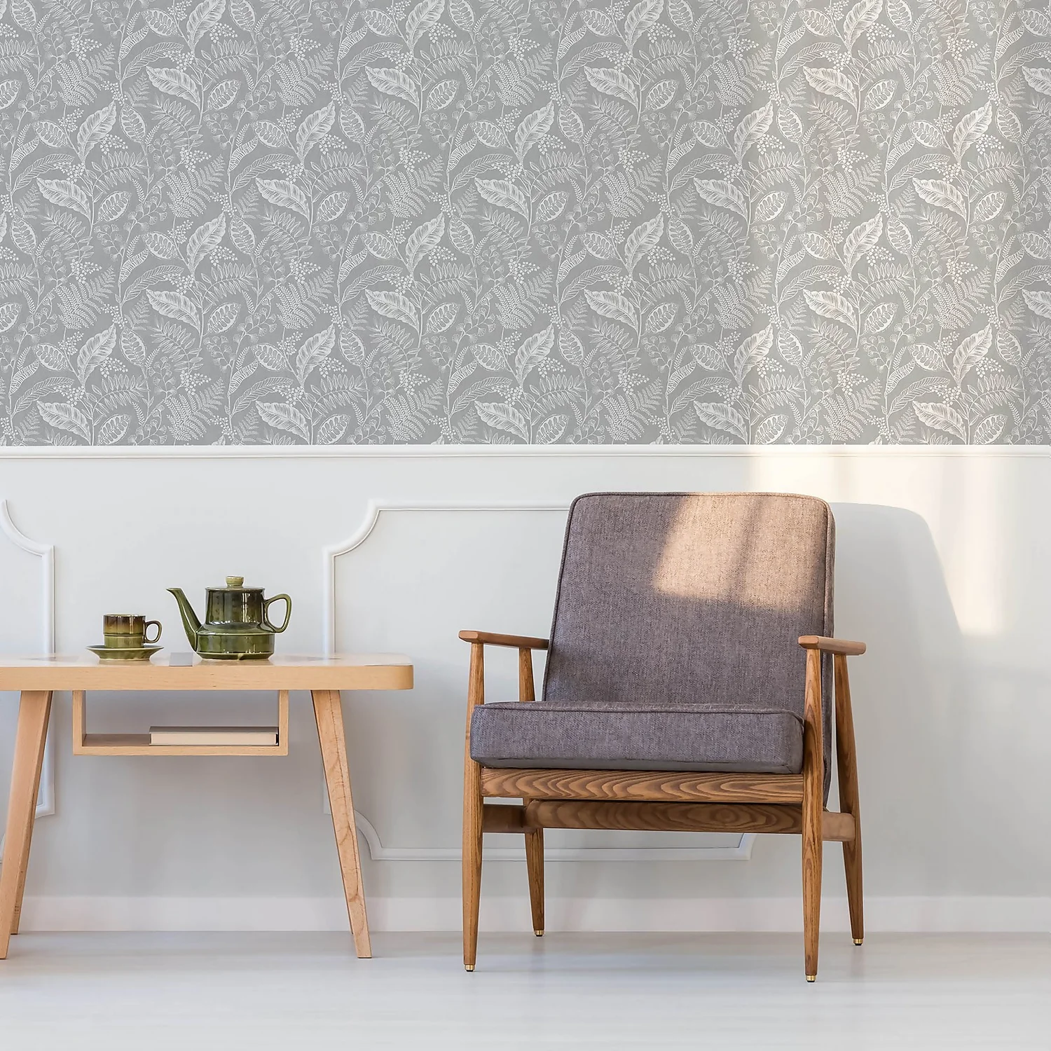 Fresco Artisan Leaf Grey Wallpaper 6 Fresco Artisan Leaf Grey Wallpaper - Image 4