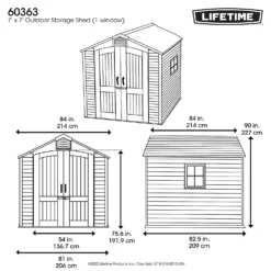 Lifetime 7x7ft Outdoor Storage Shed - Rough-Cut Grey -Sandtex Shop 13997403 1555000054831001