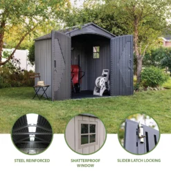 Lifetime 7x7ft Outdoor Storage Shed - Rough-Cut Grey -Sandtex Shop 13997403 2055000054879100