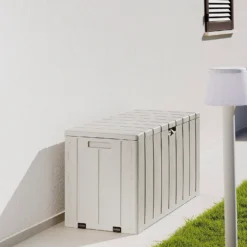 Toomax Bravo Garden Storage Box 270L - Warm Grey -Sandtex Shop 13997481 1325004537305337