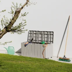 Toomax Bravo Garden Storage Box 270L - Warm Grey -Sandtex Shop 13997481 1945004537356445