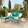 Omari Metal Garden Corner Sofa Set - Teal & Gold 1 Omari Metal Garden Corner Sofa Set - Teal & Gold -Sandtex Shop 14005699 1385022704342400