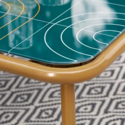 Omari Metal Garden Corner Sofa Set - Teal & Gold -Sandtex Shop 14005699 2305022704523750