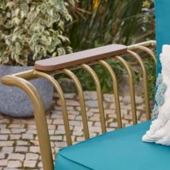 Omari Metal Garden Corner Sofa Set - Teal & Gold -Sandtex Shop 14005699 6155022704468337