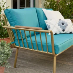 Omari Metal Garden Sofa Set - Teal & Gold -Sandtex Shop 14005703 3075022638036340