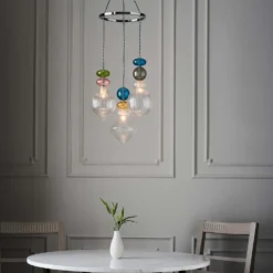 Elgin Cluster Pendant Ceiling Light - Multicoloured & Chrome -Sandtex Shop 14301808 1895038439554155