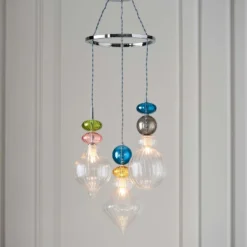 Elgin Cluster Pendant Ceiling Light - Multicoloured & Chrome