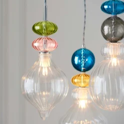 Elgin Cluster Pendant Ceiling Light - Multicoloured & Chrome -Sandtex Shop 14301808 4925038439629662