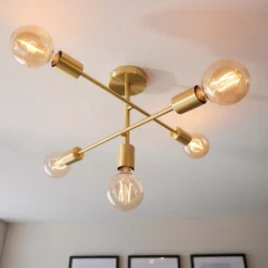 Logie Semi Flush Ceiling Light - Brass Effect -Sandtex Shop 14301818 1055038438992516