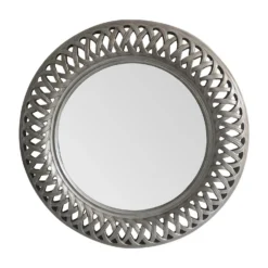 Tessere Antique Silver Round Wall Mirror - 112cm